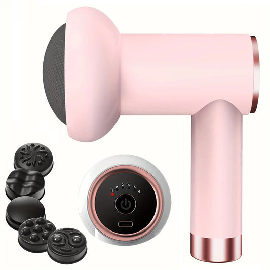 Muscle relaxation massage gun with interchangeable heads for deep tissue relief and recovery product shot