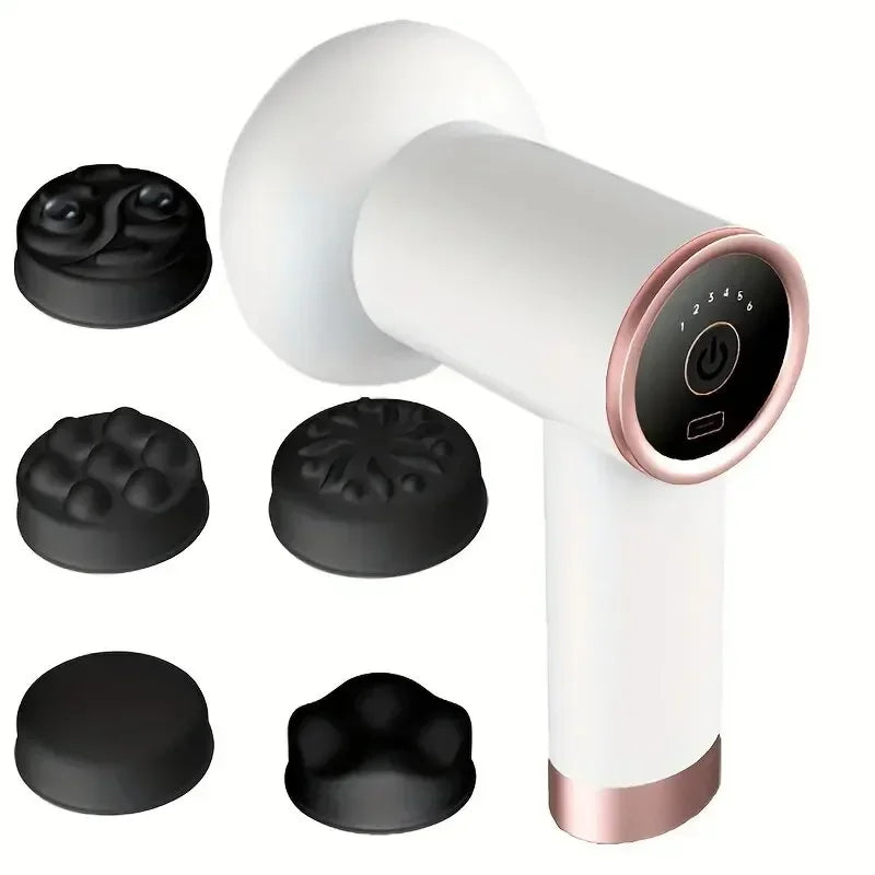 Muscle relaxation massage gun in white color with interchangeable heads for deep tissue relief and recovery (Color: White)