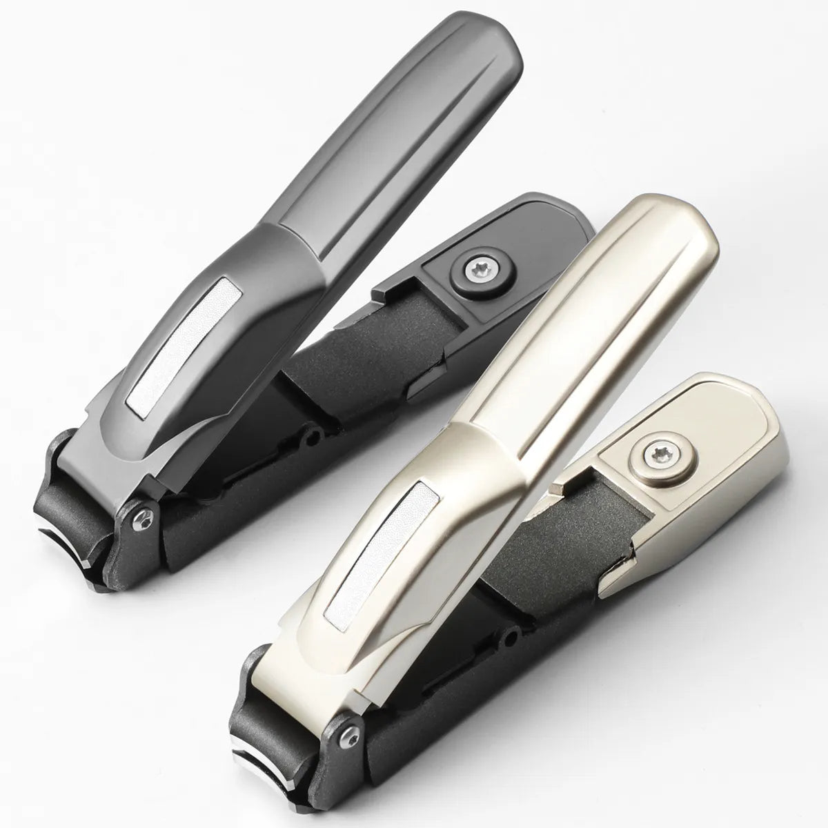 Nail clipper with catcher built in compartment for clean nail trimming duo product shot
