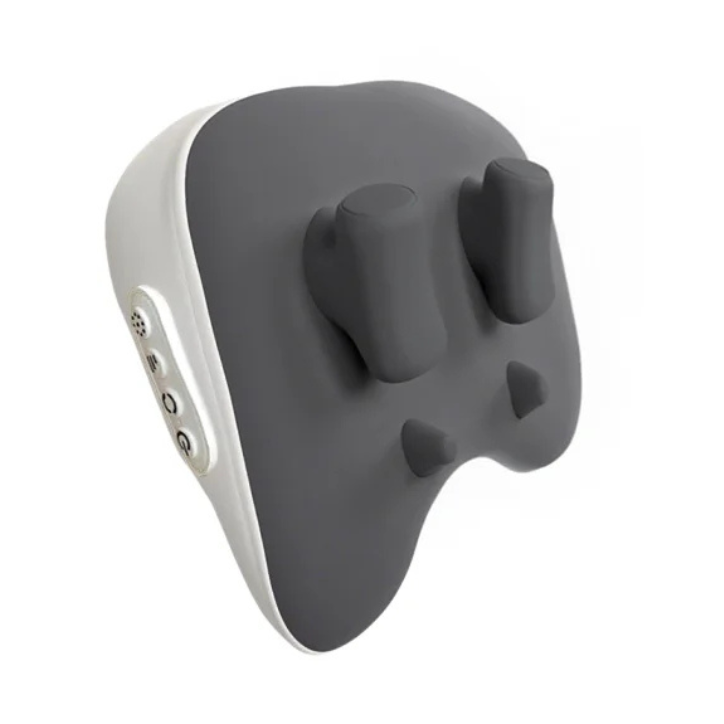 Neck and shoulder massage pillow in gray color with heat function and deep kneading massage nodes for relaxation (Color: Gray)