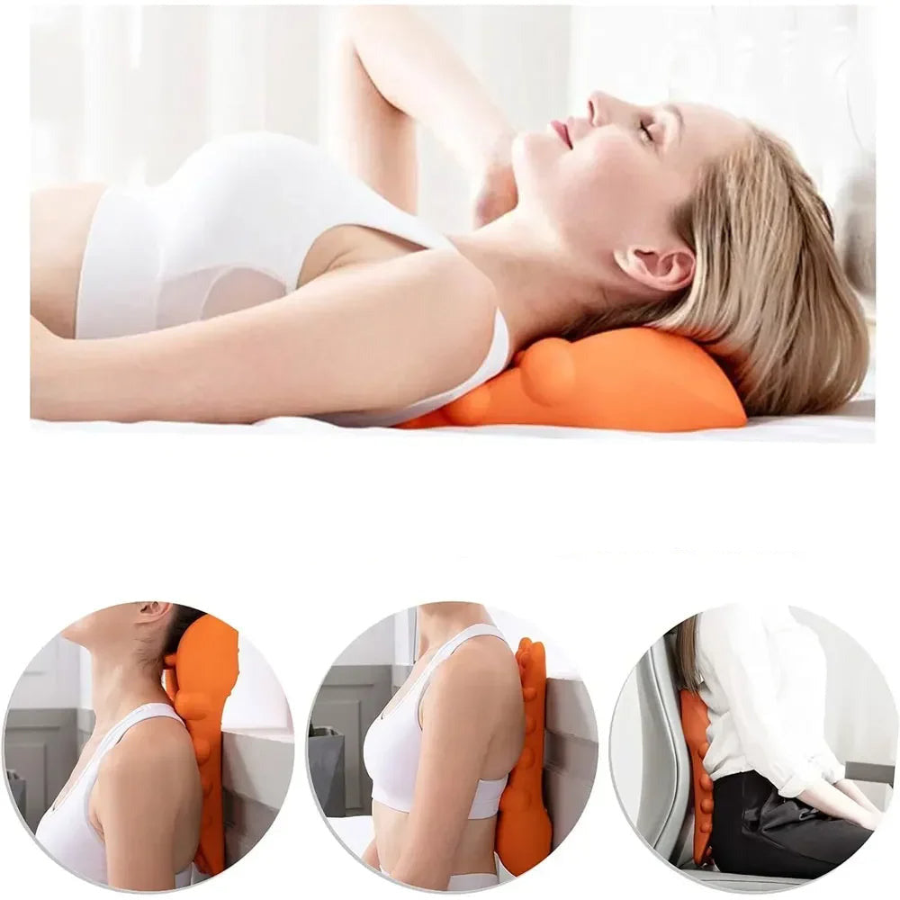 Neck and shoulder trigger point massager for tension relief and cervical support portable eva design depiction of use cases
