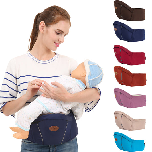 Newborn baby hip seat carrier providing secure waist support and comfortable hands-free carrying for infants in multiple colors