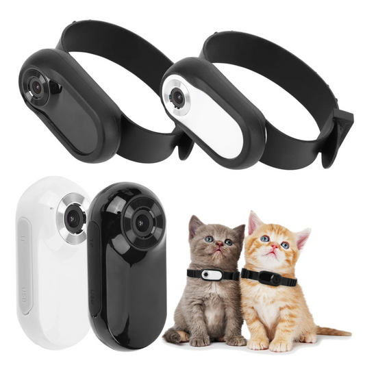 Pet camera collar with 1080p hd recording lightweight clip on design for cats and dogs