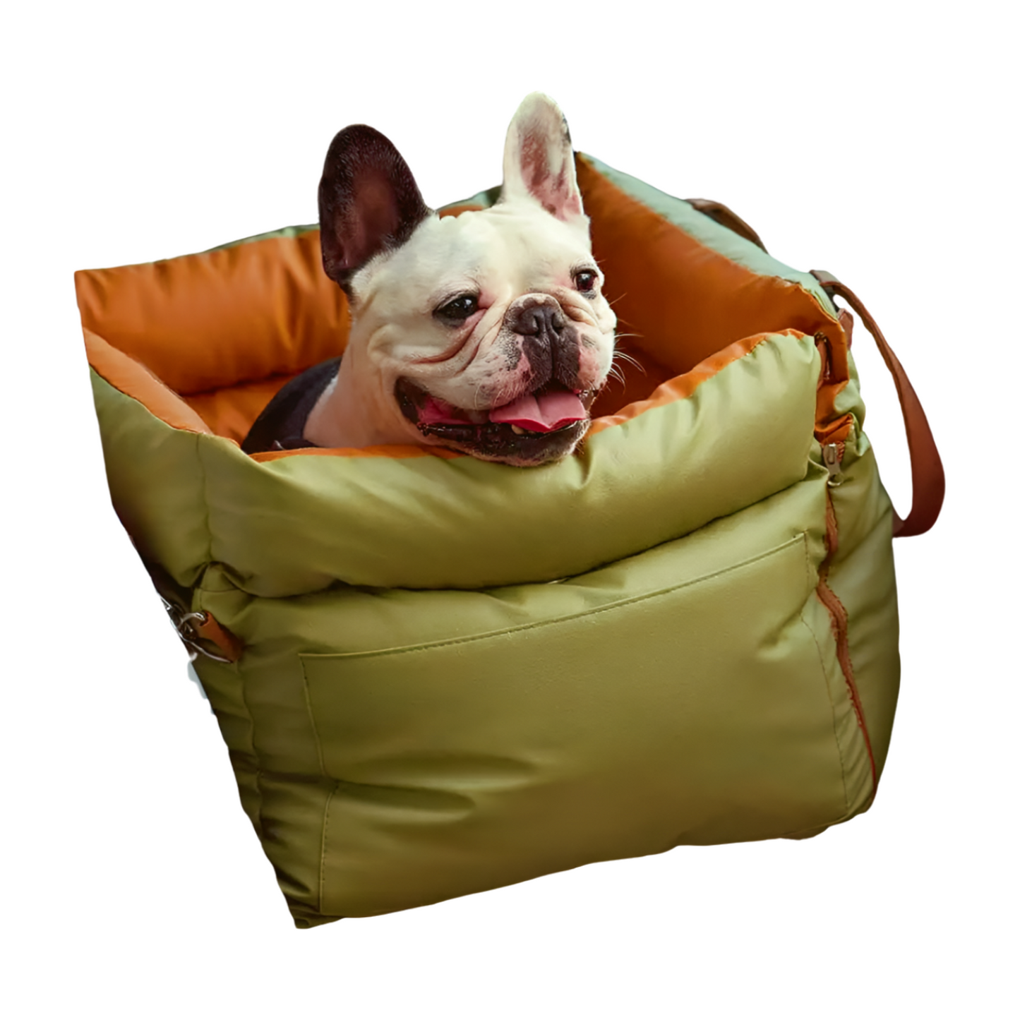 Pet car seat bed with safety buckle and padded design for safe and comfortable travel