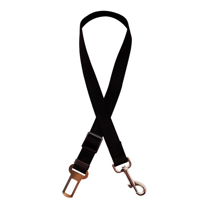 Pet car seat belt in black color adjustable safety strap for dogs to keep pets secure during travel (Color: Black)