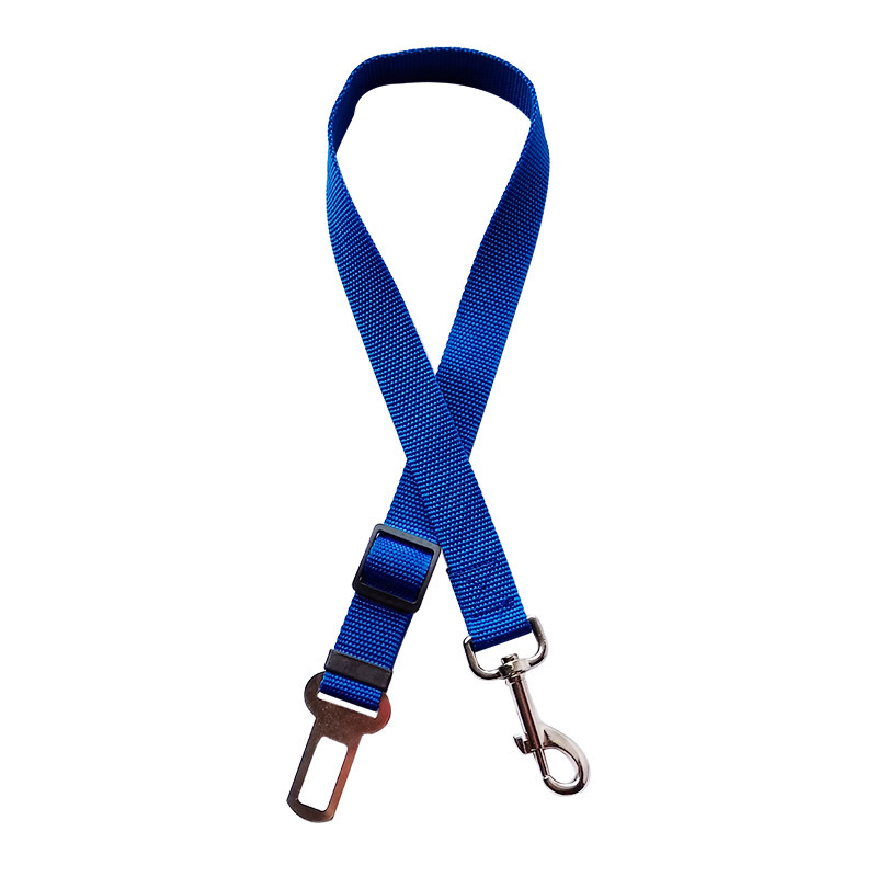 Pet car seat belt in blue color adjustable safety strap for dogs to keep pets secure during travel (Color: Blue)