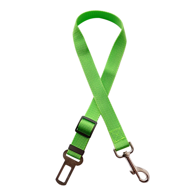 Pet car seat belt in green color adjustable safety strap for dogs to keep pets secure during travel (Color: Green)