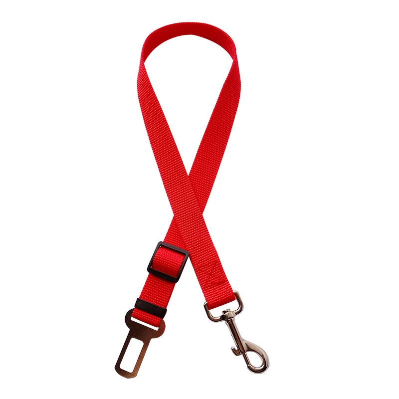 Pet car seat belt in red color adjustable safety strap for dogs to keep pets secure during travel (Color: Red)