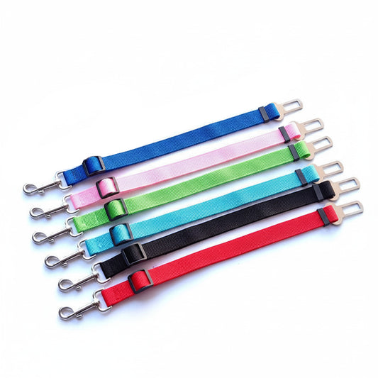 Pet car seat belt adjustable safety strap for dogs to keep pets secure during travel depiction of various color options (Variant: Main)