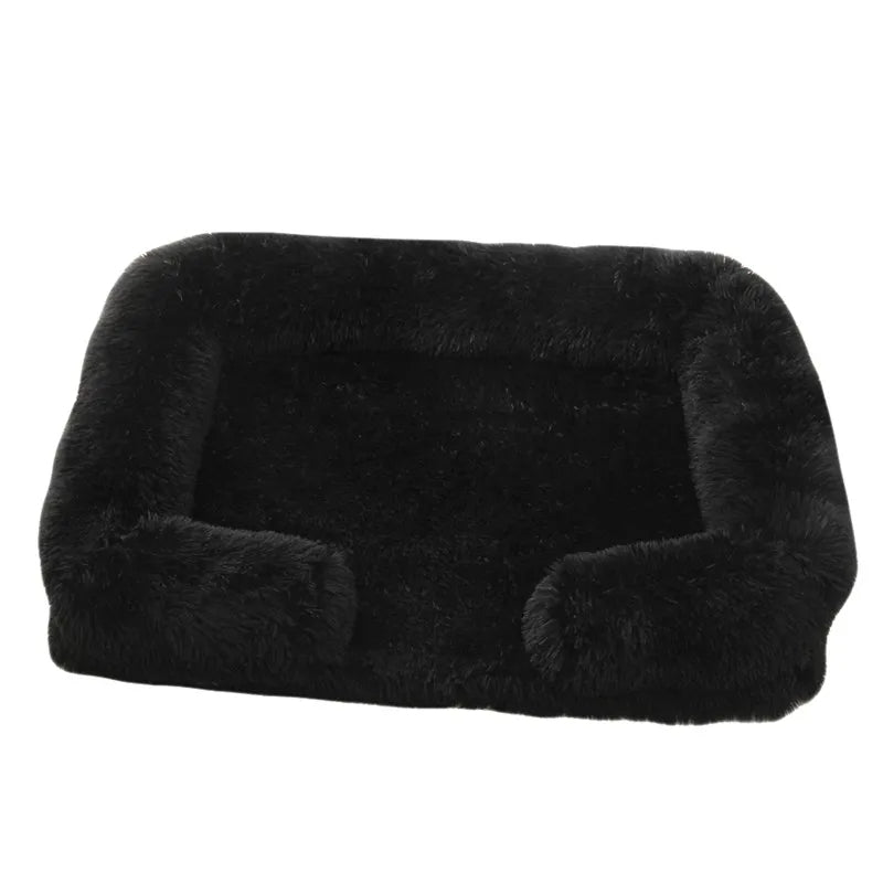 Pet sofa bed in black color with soft cushioning and washable cover for comfortable sleep (Color: Black)