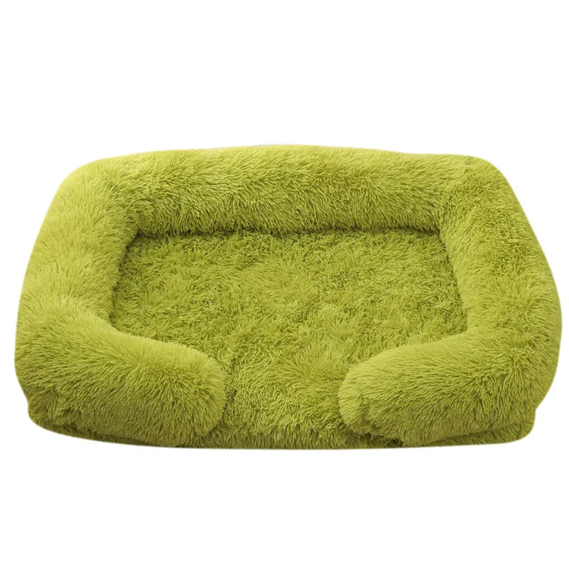 Pet sofa bed in green color with soft cushioning and washable cover for comfortable sleep (Color: Green)