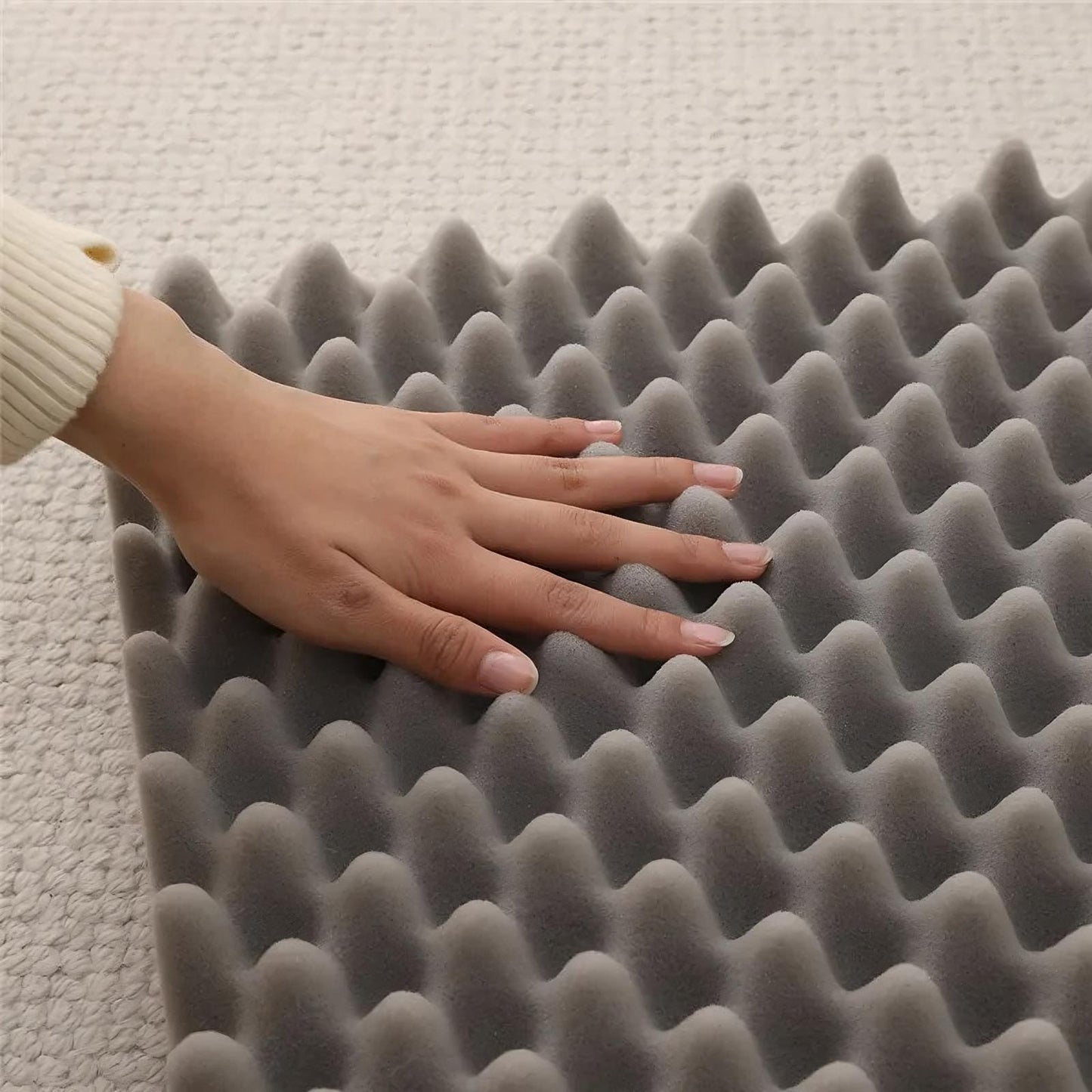 Pet sofa bed with soft cushioning and washable cover for comfortable sleep depiction of orthopedic comfort
