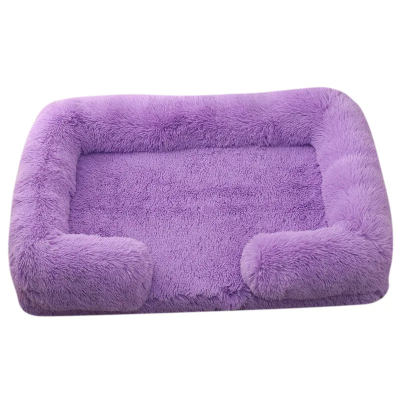 Pet sofa bed in purple color with soft cushioning and washable cover for comfortable sleep (Color: Purple)
