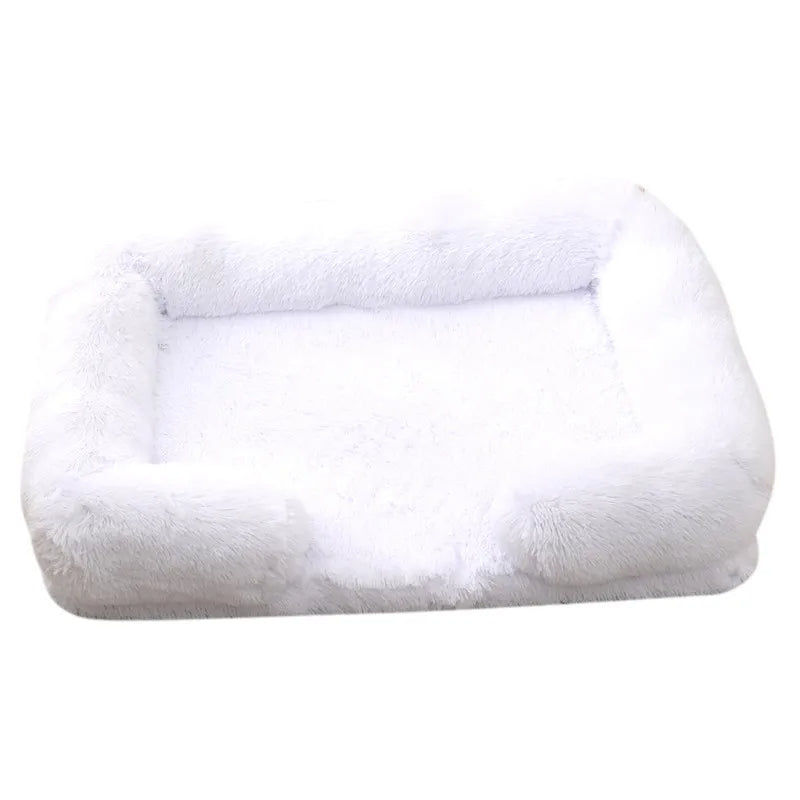 Pet sofa bed in white color with soft cushioning and washable cover for comfortable sleep (Color: White)