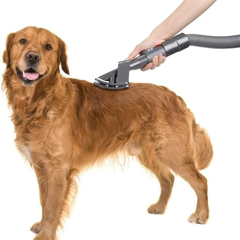 Pet grooming vacuum attachment for dyson compatible tool for removing dog hair directly into vacuum dog model shot