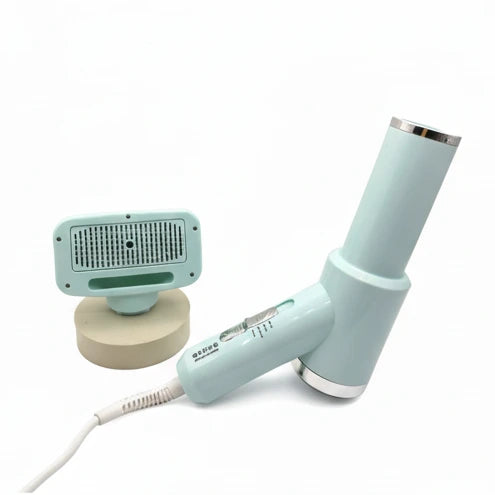 Pet hair dryer brush in green color designed for drying and grooming dogs and cats during home grooming (Color: Blue)