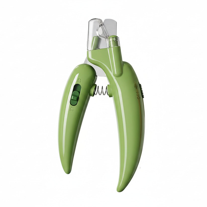 Pet nail clippers in green color with led light for safe and precise trimming for dogs and cats (Color: Green)