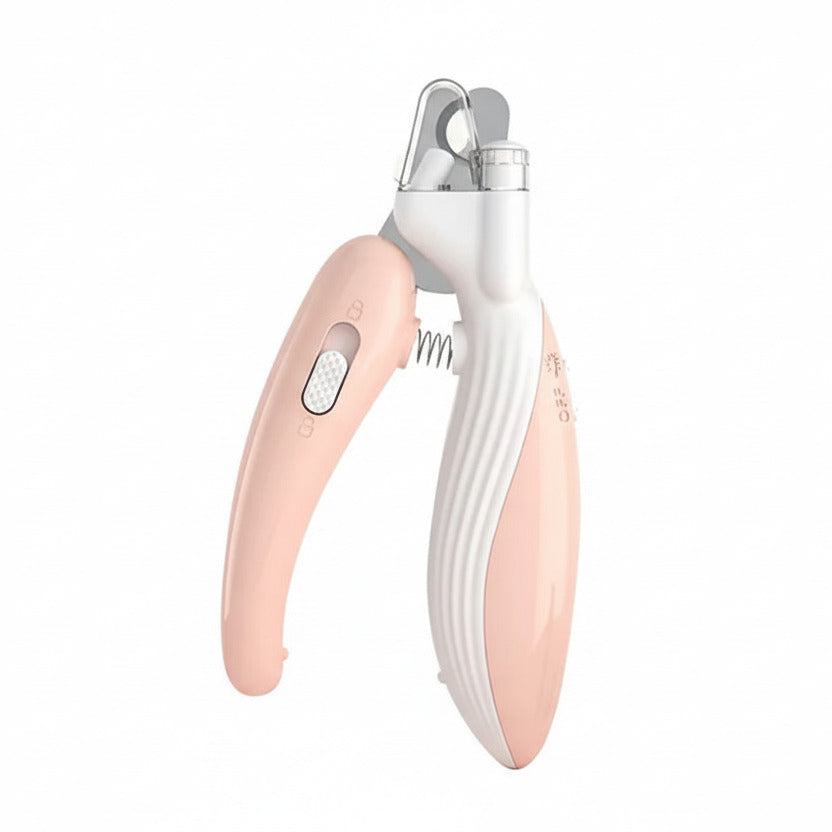 Pet nail clippers in pink color with led light for safe and precise trimming for dogs and cats (Color: Pink)