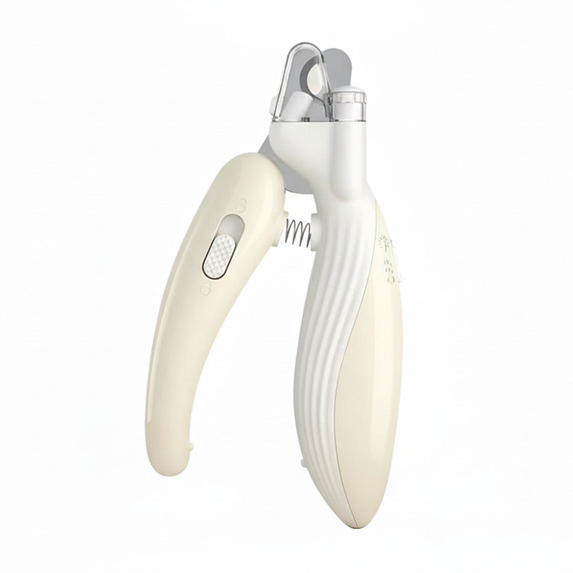 Pet nail clippers in white color with led light for safe and precise trimming for dogs and cats (Color: White)