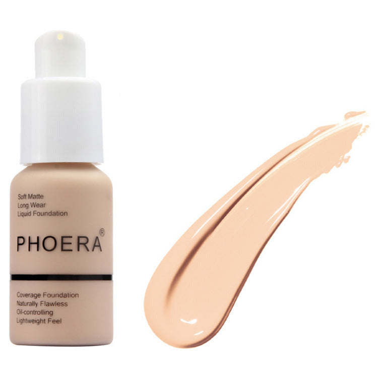 PHOERA matte concealer foundation cream set designed for oil control and smooth natural coverage in subtle neutral undertones (Shade: 102)