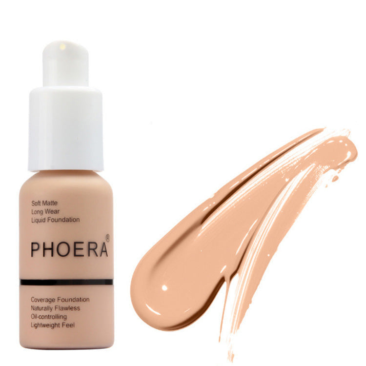 PHOERA matte concealer foundation cream set designed for oil control and smooth natural coverage in slight pink undertones (Shade: 103)
