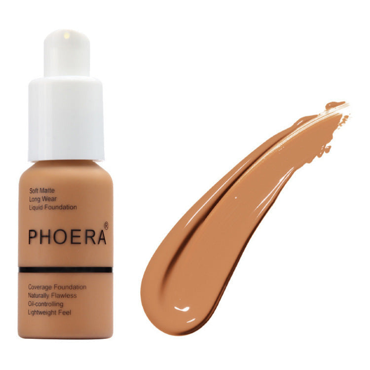 PHOERA matte concealer foundation cream set designed for oil control and smooth natural coverage in tan skin with warm undertones (Shade: 108)