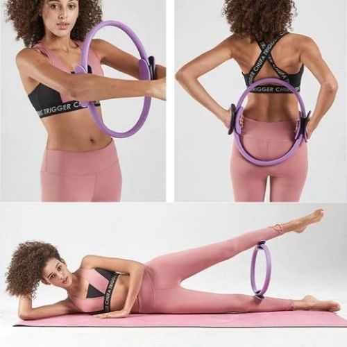 Pilates ring with foam handles for resistance training flexibility and core strengthening exercises alternate model shot