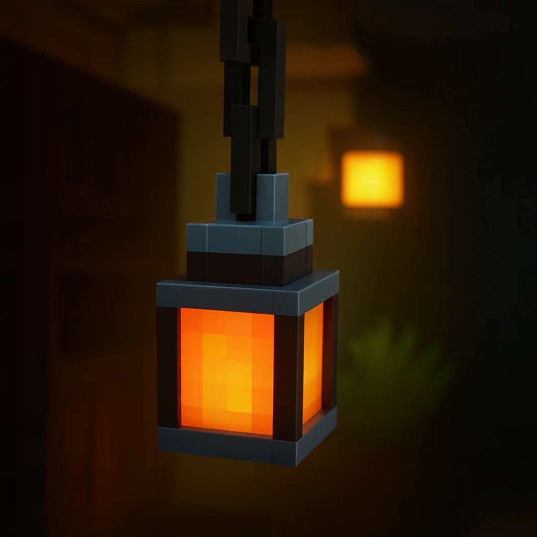 Pixel lantern night light with soft LED glow and rechargeable battery product shot