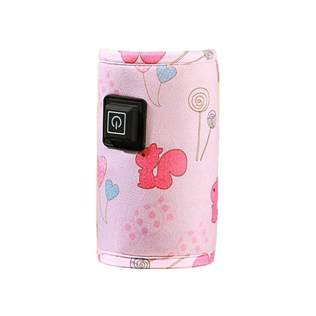 Portable baby bottle warmer in pink color for travel with adjustable temperature settings for milk heating (Color: Pink)