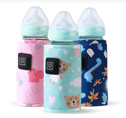 Portable baby bottle warmer for travel with adjustable temperature settings for milk heating trio