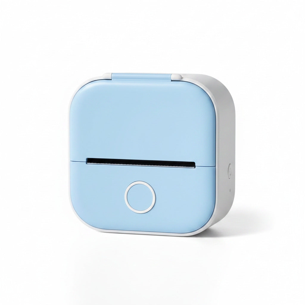 Portable bluetooth mini photo printer in blue color with inkless thermal printing for smartphones and instant photos (Color: Blue)