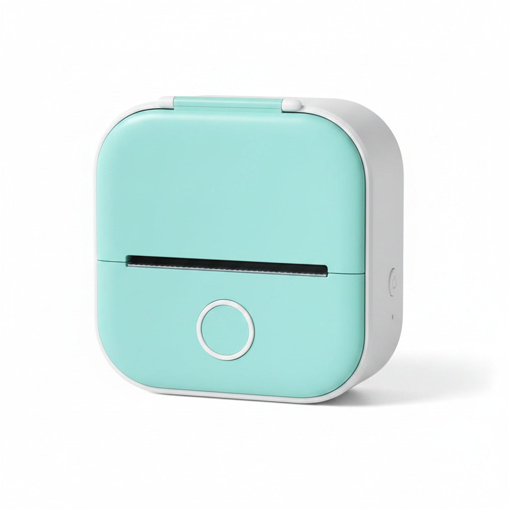 Portable bluetooth mini photo printer in green color with inkless thermal printing for smartphones and instant photos (Color: Green)