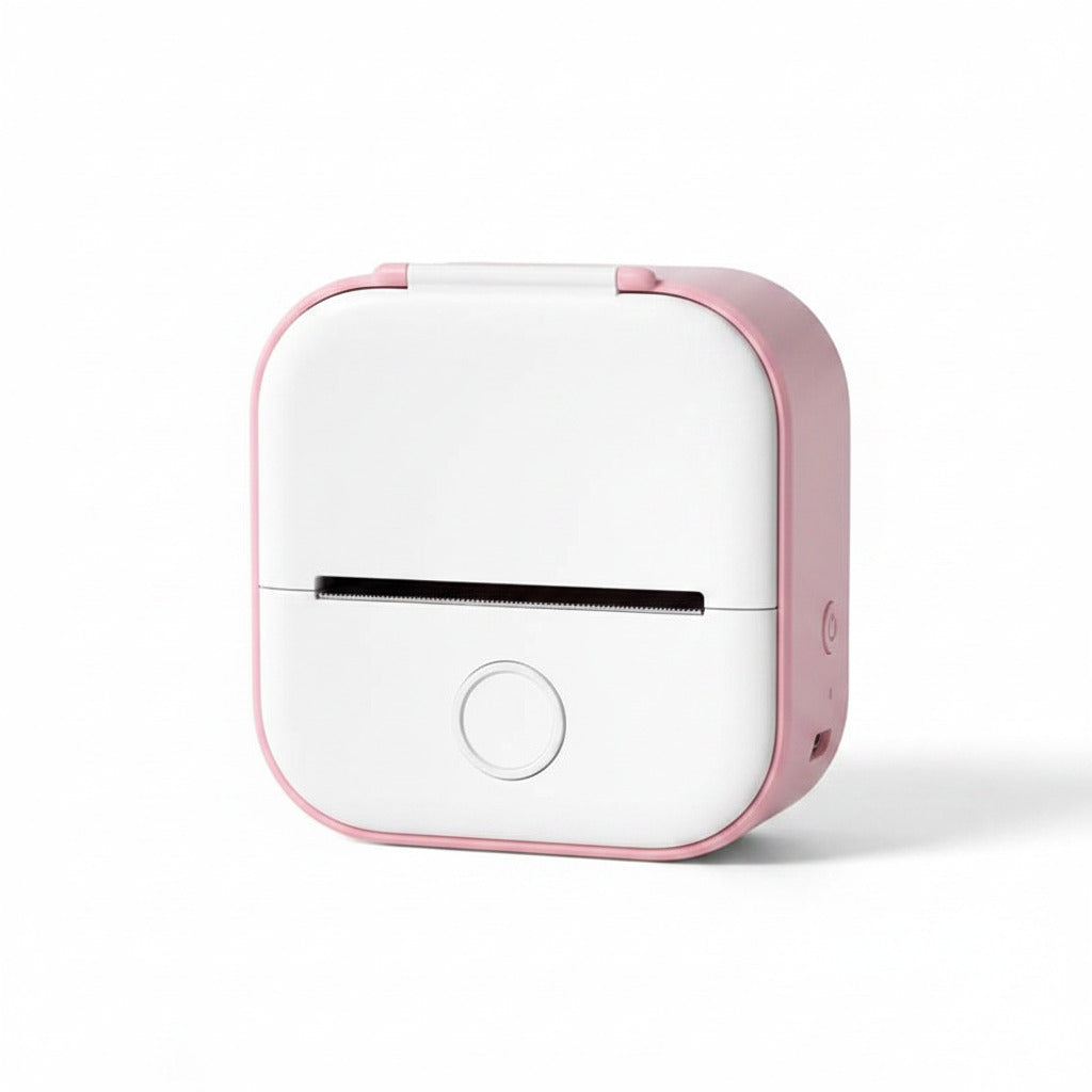 Portable bluetooth mini photo printer in pink color with inkless thermal printing for smartphones and instant photos (Color: Pink)