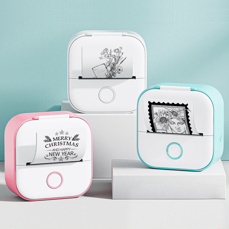 Portable bluetooth mini photo printer with inkless thermal printing for smartphones and instant photos trio
