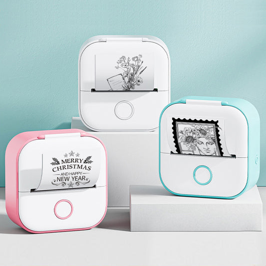 Portable bluetooth mini photo printer with inkless thermal printing for smartphones and instant photos trio