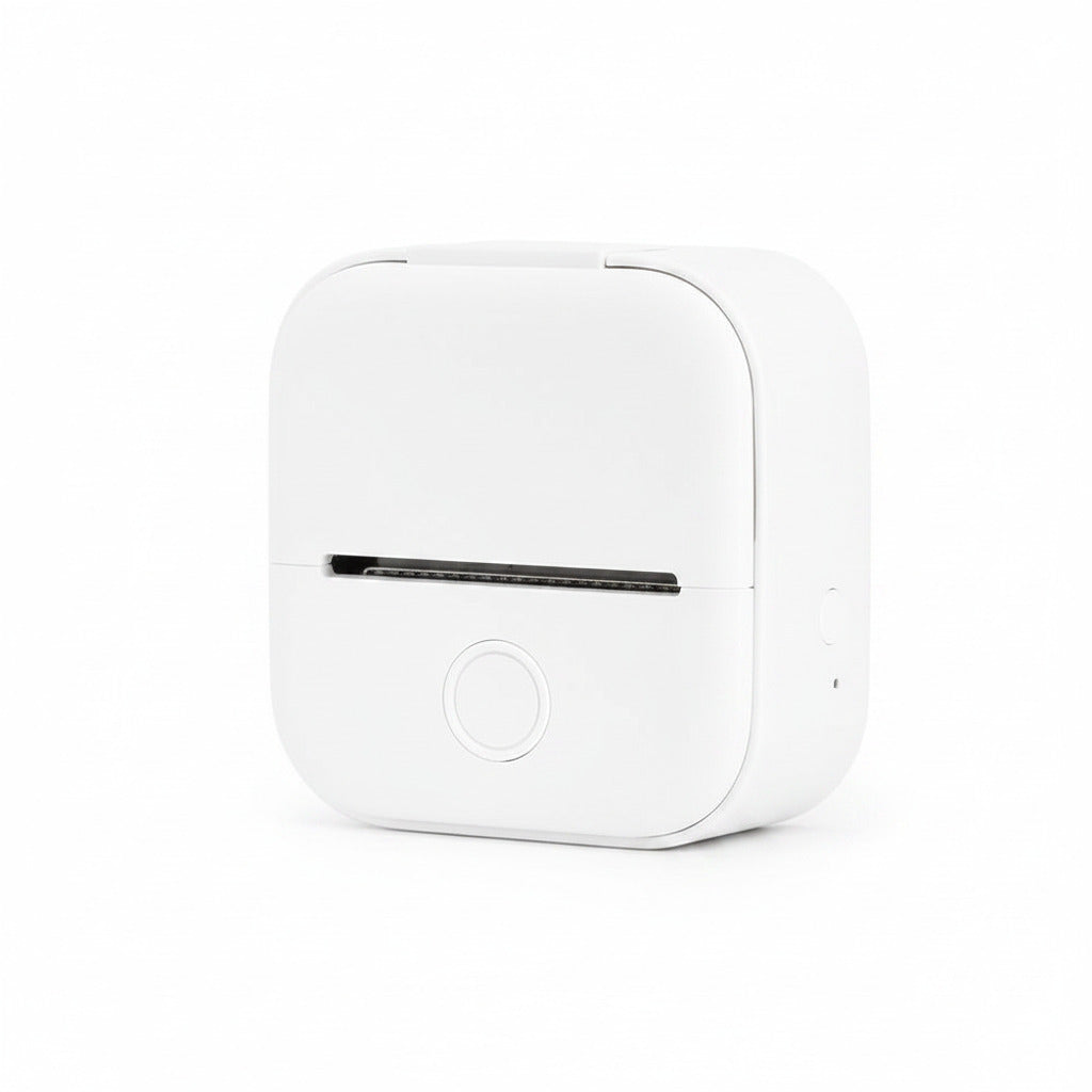 Portable bluetooth mini photo printer in white color with inkless thermal printing for smartphones and instant photos (Color: White)
