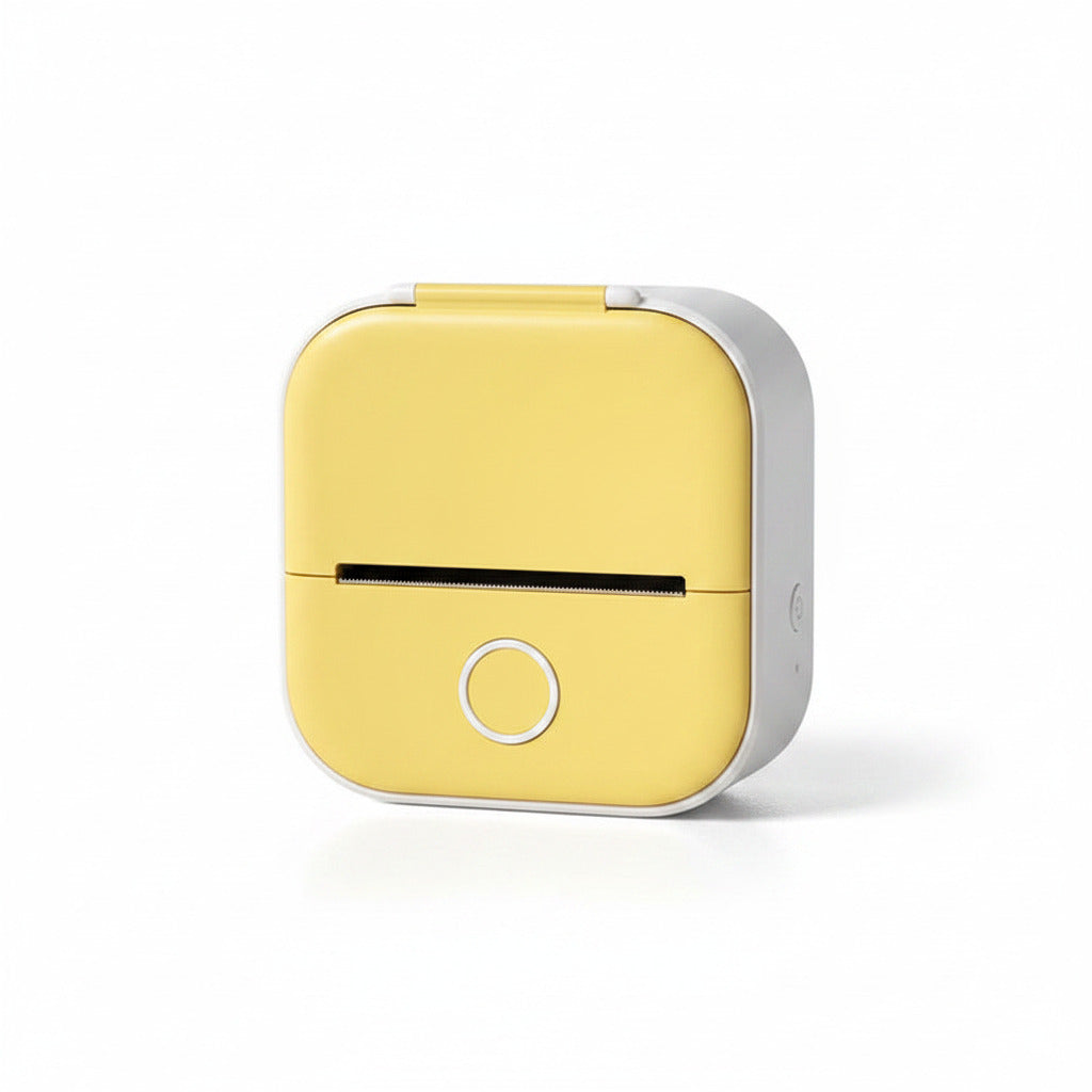Portable bluetooth mini photo printer in yellow color with inkless thermal printing for smartphones and instant photos (Color: Yellow)