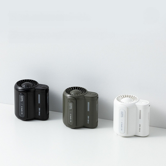 Portable USB cooling fan with clip and wearable design for outdoor work, travel, and sports trio