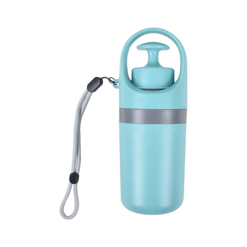 Portable dog poop scooper in blue color with built in waste bag dispenser and ergonomic pickup claw (Color: Blue)