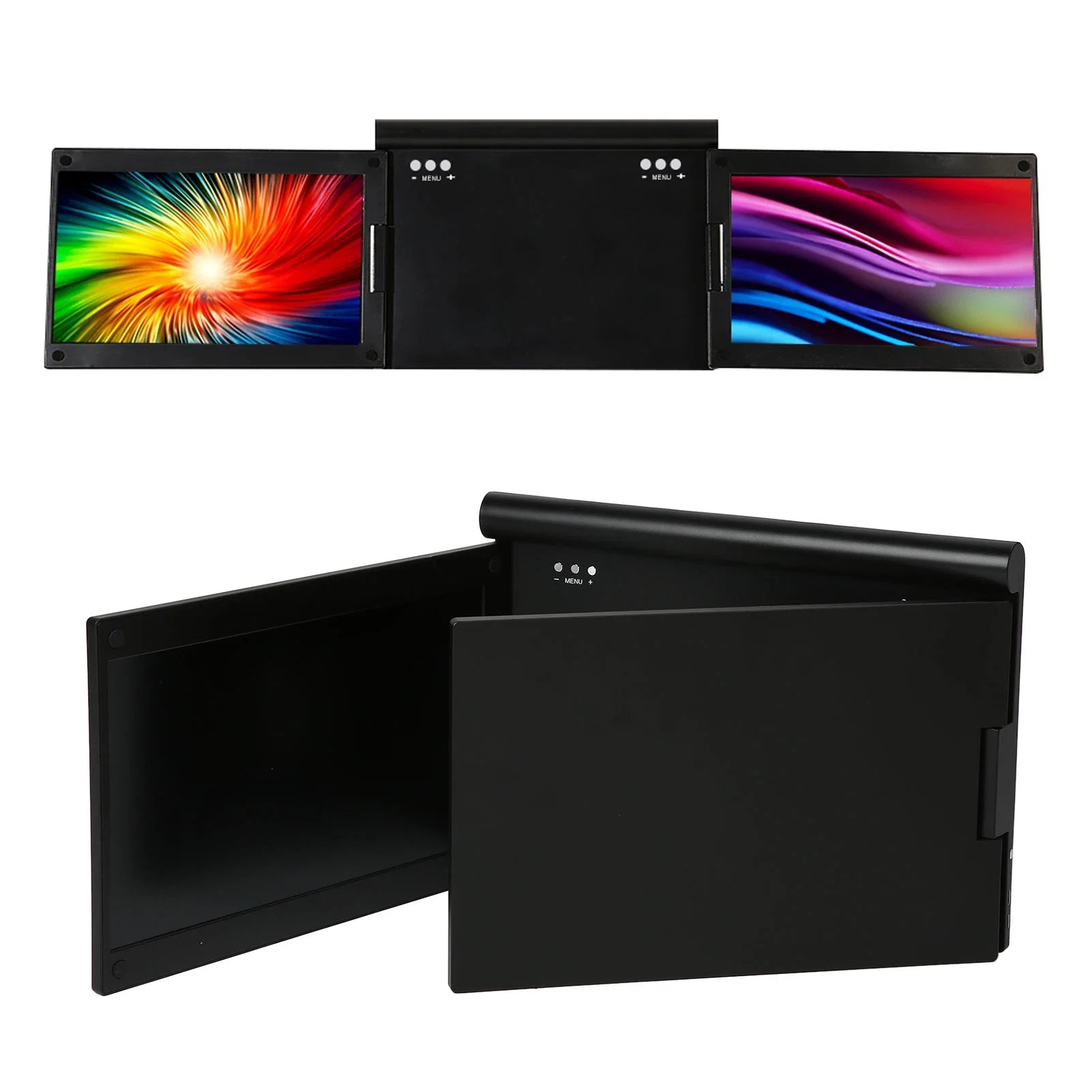 Portable dual screen laptop monitor extender with 14 inch display for multitasking and productivity
