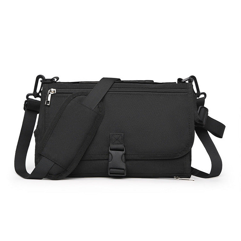 Portable folding baby diaper changing pad designed for travel, providing a clean and comfortable surface for diaper changes on the go in black color (Color: Black)