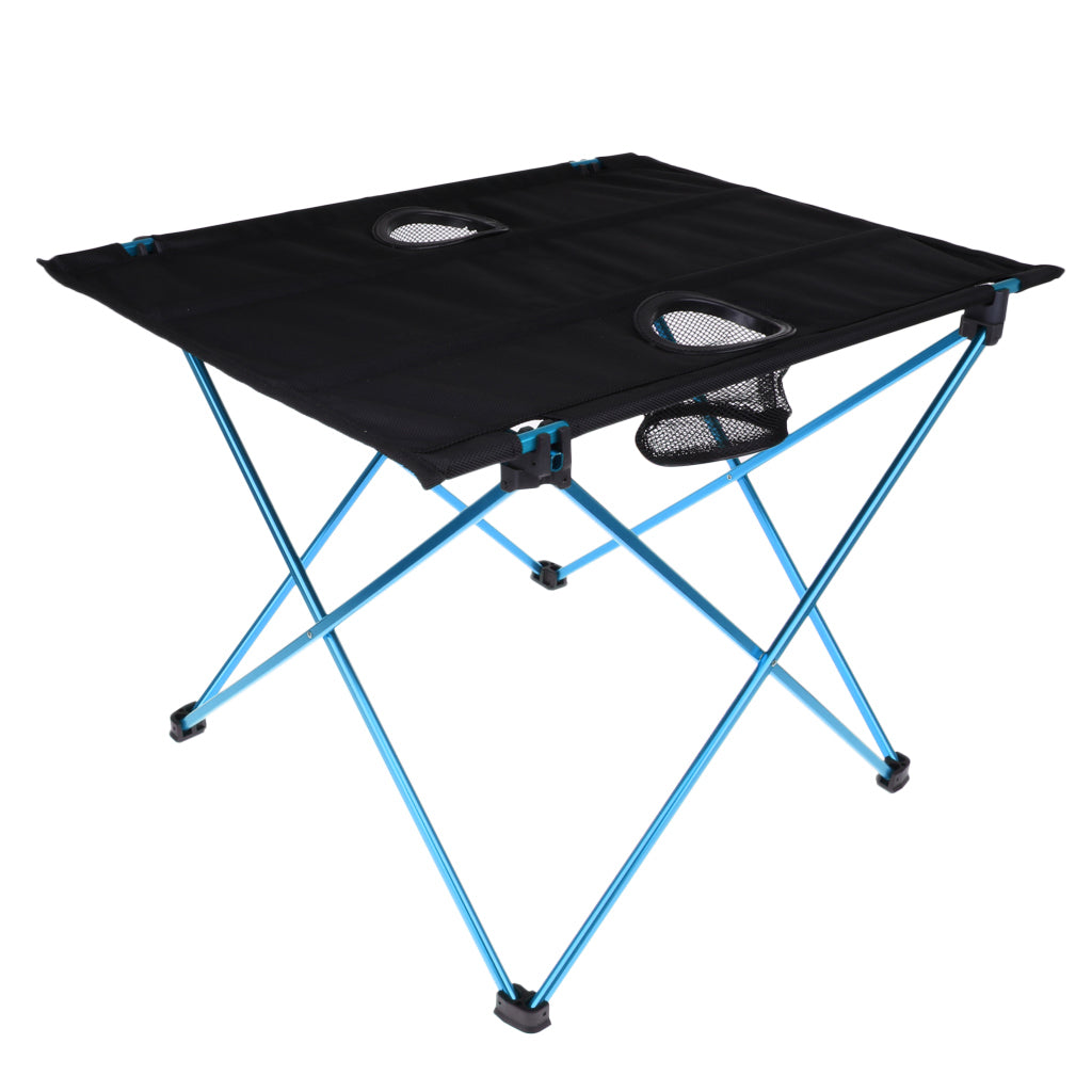 Portable folding camping table in blue color lightweight compact outdoor table for hiking picnic and travel (Color: Blue)