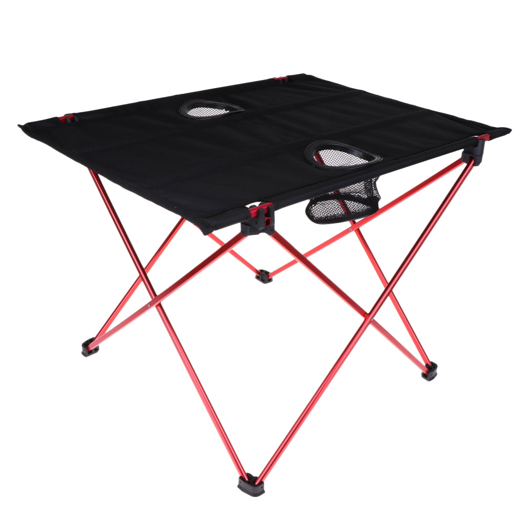 Portable folding camping table in red color lightweight compact outdoor table for hiking picnic and travel (Color: Red)