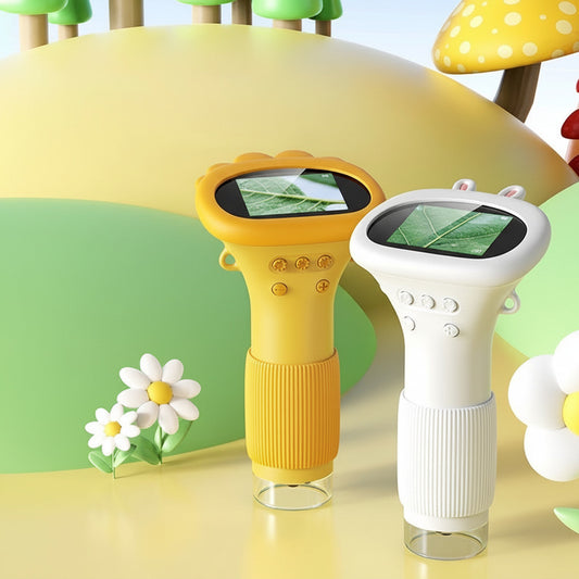 Portable handheld microscope for kids designed for children to explore and observe small objects during learning and science activities in multiple colors