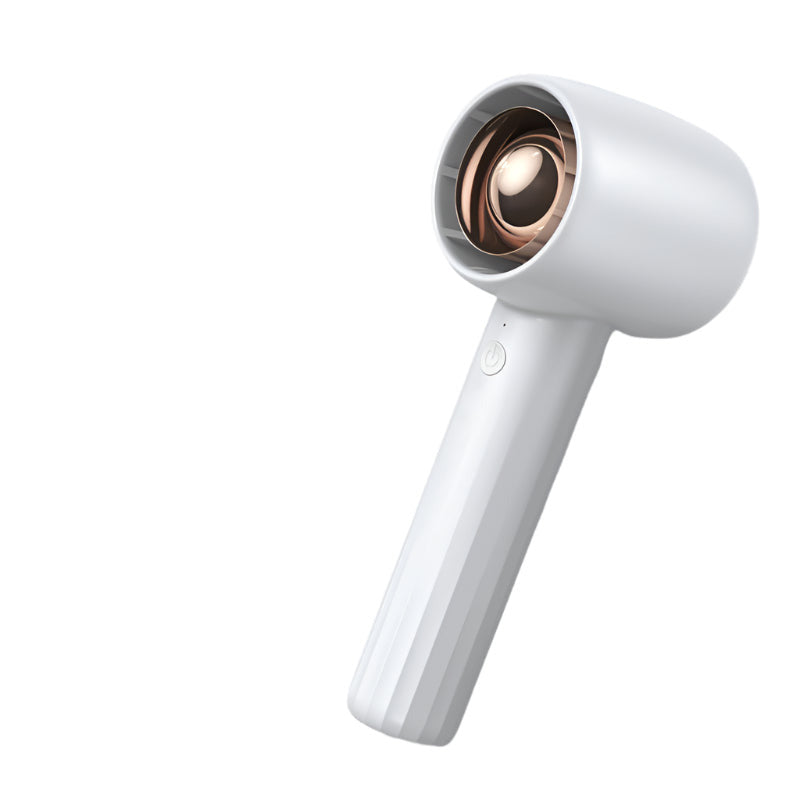 Portable handheld turbo fan with three speed settings designed for powerful personal cooling on the go in white color (Color: White)
