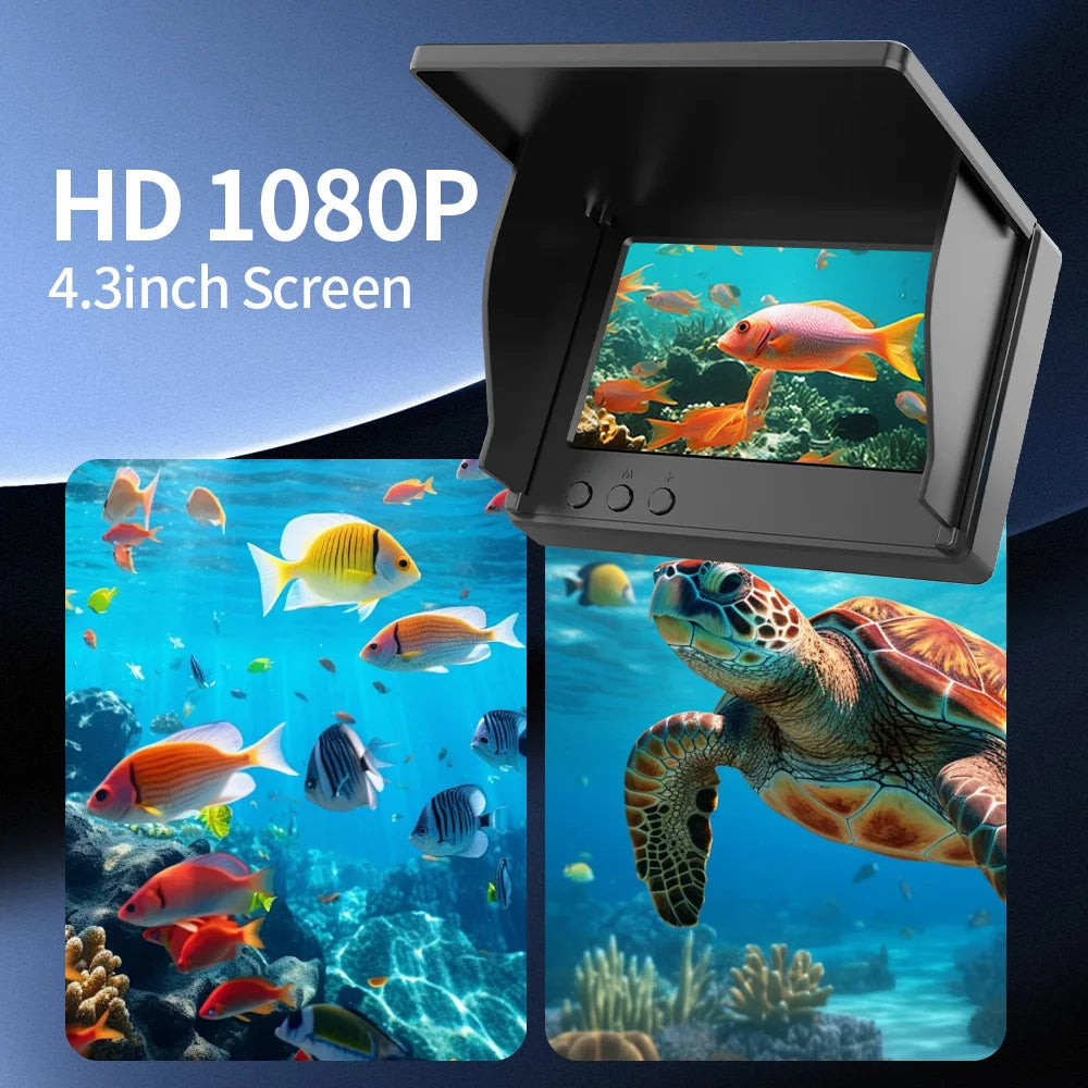 Portable fishing camera with 4.3 inch display and underwater 1080p view for spotting fish depiction of large display