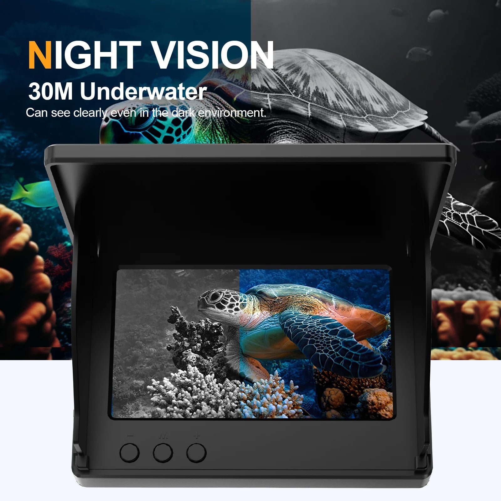 Portable fishing camera with 4.3 inch display and underwater 1080p view for spotting fish depiction of night vision