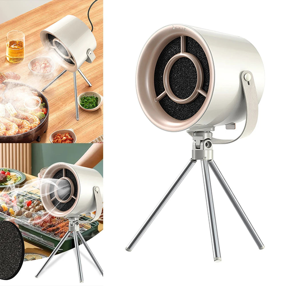 Portable kitchen smoke and odor extractor with charcoal filter and adjustable fan speeds