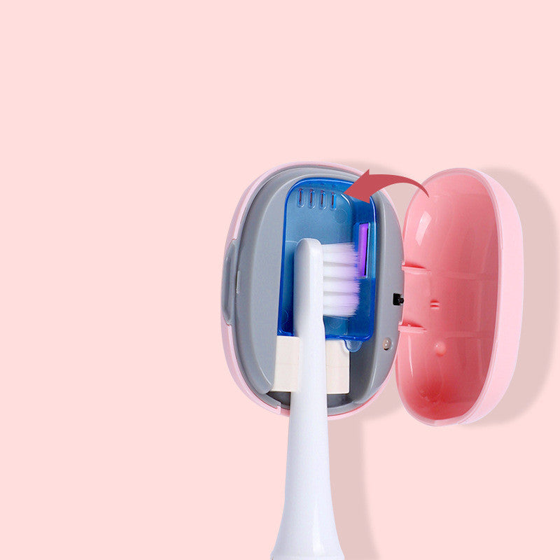 Portable UV toothbrush sanitizer case designed to help keep toothbrushes clean and protected while traveling or at home close shot