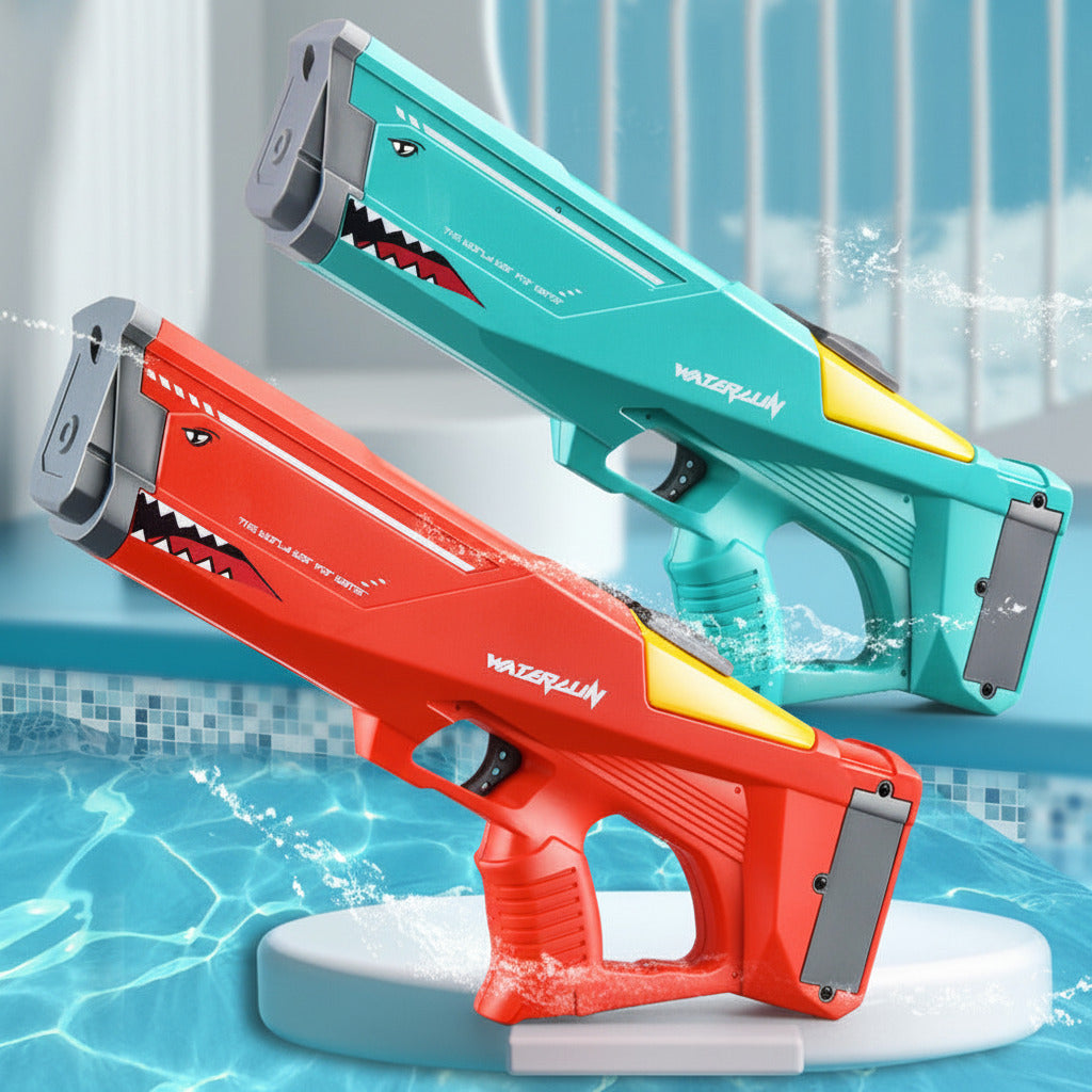 Power splash blaster with automatic continuous shooting and rechargeable design for outdoor summer water battles duo